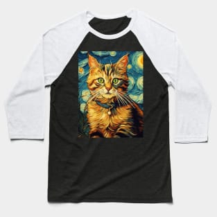 cat van gogh style Baseball T-Shirt